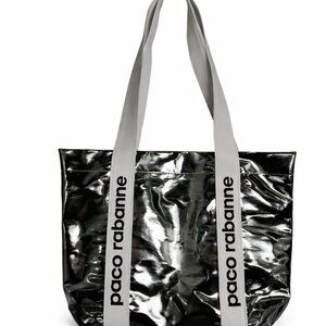 Paco Rabanne X SeaTrees Space Age Silver tote Bag chrome look